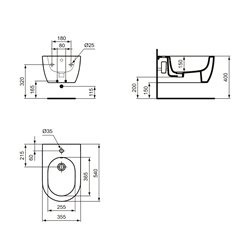 Bidet suspendu Blend Curve 54x35,5 cm Soie Blanche