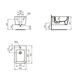 Bidet suspendu Blend Cube 56x36 cm Blanc Brillant