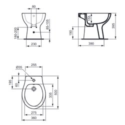 Bidet sur pied Ulysse 50x36 cm Blanc