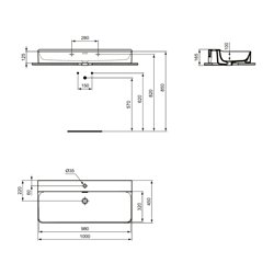 Lavabo Conca 100x45 cm avec trop-plein