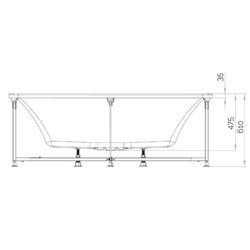 Baignoire balneo Samba, vitalité 170 cm, tête à gauche