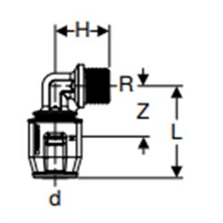 Coude PushFit avec filetage Mâle 652.263.00.1