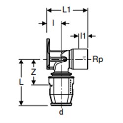 Applique PushFit 90° simple Ø 12 mm 650.281.00.1