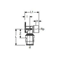 Applique PushFit 90° simple Ø 15 mm 651.281.00.1