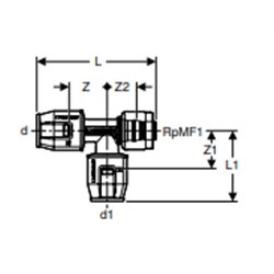 Té  intermédiaire PushFit avec MasterFix, passage Ø 15/15/15 mm 651.503.00.1