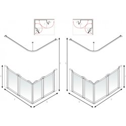 Paroi de douche Access option E avec portes pivotantes en angle 1200x800x900 mm version gauche