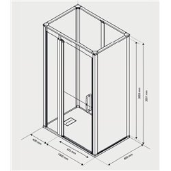 Cabine de douche Onyx Porte Duo 140x80 cm en niche droite