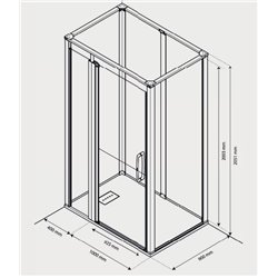 Cabine de douche Onyx Porte Duo 140x90 cm en niche droite