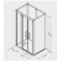 Cabine de douche Onyx Porte Saloon 120x90 cm en angle gauche