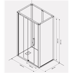 Cabine de douche Onyx Porte Coulissante 140x90 cm en angle gauche