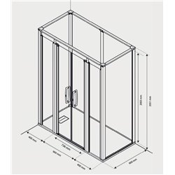 Cabine de douche Onyx Porte Coulissante 170x90 cm en niche droite