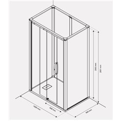 Cabine de douche Onyx Porte Coulissante 160x90 cm en niche droite
