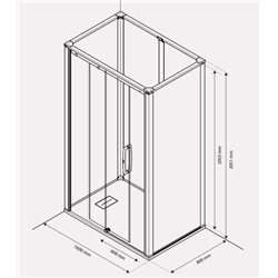 Cabine de douche Onyx Porte Coulissante 160x80 cm en angle droite
