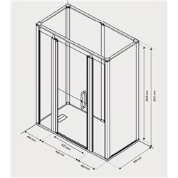 Cabine de douche Onyx Porte Duo 170x90 cm en angle droite