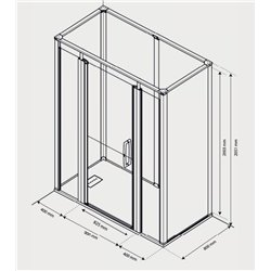 Cabine de douche Onyx Porte Duo 170x80 cm en angle droite