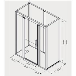 Cabine de douche Onyx Porte Duo 160x80 cm en angle droite