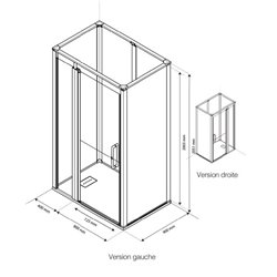 Cabine de douche Onyx Porte Duo 120x90 cm en angle droite