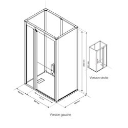 Cabine de douche Onyx Porte Duo 120x80 cm en angle droite