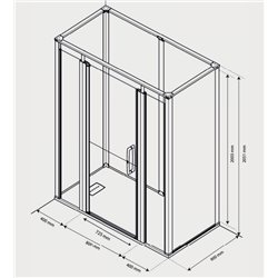 Cabine de douche Onyx Porte Duo 160x90 cm en angle droite