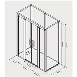 Cabine de douche Onyx Porte Saloon 170x80 cm en angle droite
