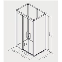 Cabine de douche Onyx Porte Saloon 140x90 cm en niche droite