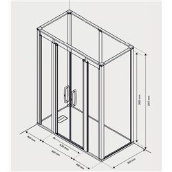 Cabine de douche Onyx Porte Saloon 160x90 cm en angle droite