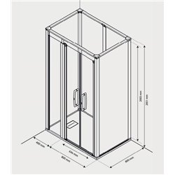 Cabine de douche Onyx Porte Saloon 120x80 cm en angle droite
