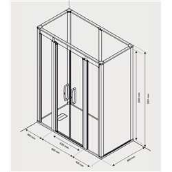 Cabine de douche Onyx Porte Saloon 160x80 cm en angle droite