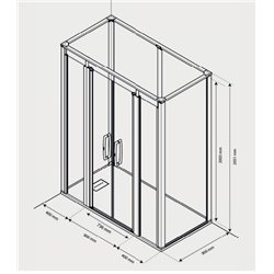Cabine de douche Onyx Porte Saloon 170x90 cm en niche droite