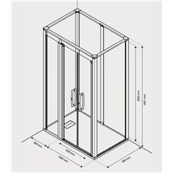 Cabine de douche Onyx Porte Saloon 140x80 cm en niche droite