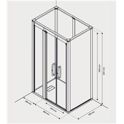 Cabine de douche Onyx Porte Saloon 120x90 cm en niche droite