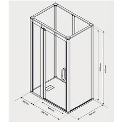 Cabine de douche Onyx Porte Classique 120x80 cm en angle droite