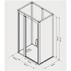 Cabine de douche Onyx Porte Classique 120x90 cm en niche gauche