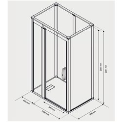 Cabine de douche Onyx Porte Classique 140x80 cm en angle droite