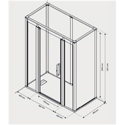 Cabine de douche Onyx Porte Classique 170x80 cm en angle gauche