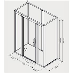 Cabine de douche Onyx Porte Classique 170x90 cm en angle droite
