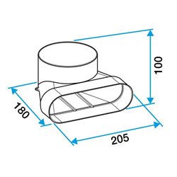 Minigaine Coude 90° vertical pour bouche 60x200 mm
