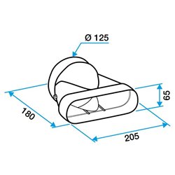 Minigaine Raccord conduit ø125mm 60x200 mm