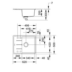 Evier Basis Fragranit+ BFG 611-62 Noir mat 