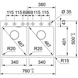 Evier Maris Fragranit+ MRG 620-34-34 Onyx 