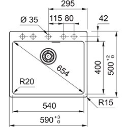 Franke Colonnes - Kit de cuisine N64, évier en inox EFN 610 +