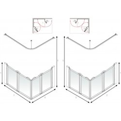 Paroi de douche Access Option E 1200 x760 mmx750 mm version gauche