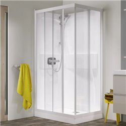 Cabine de douche Kineprime 100x80 cm angle Thermostatique Portes pivotantes Receveur 18 cm Verre transparent
