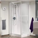 Cabine de douche Kineprime 100x80 cm angle Mécanique Porte coulissante Receveur 18 cm Verre transparent
