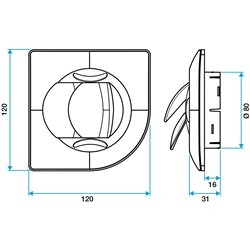 Bouche d'extraction BIO design carré Ø80 mm - Aldes Storeonline