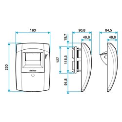 Bouche VMC hygroréglable Bahia Curve L C32 Bouton poussoir 9V Ø125 mm 10/50 m3/h