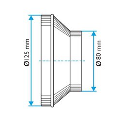Réduction galva RCC RCC ø125-ø80 mm