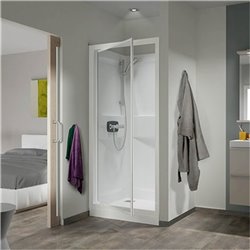 Cabine de douche Kineprime C niche Thermostatique Portes pivotantes 70x70 cm Verre transparent