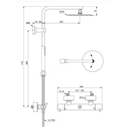 Ensemble de douche Ceratherm T125 Gris orage