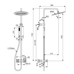 Ensemble de douche Joy Neo Poignées croix Gris magnétique